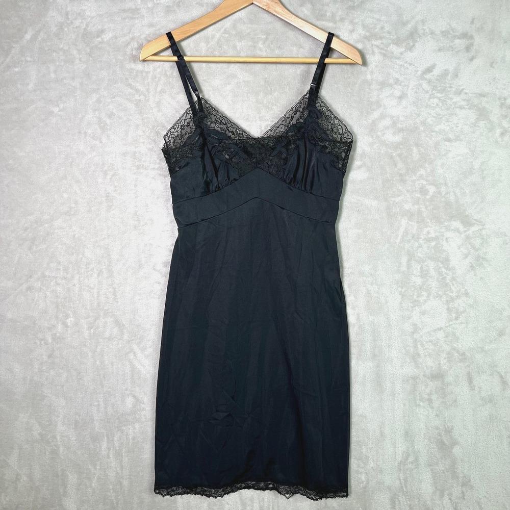 Y2K Black‎ Babydoll Lace Sheer Lingerie Slip Dress XS Fairy Whismigoth Romantic